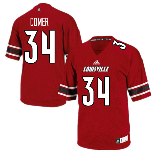Men #34 Joe Comer Louisville Cardinals College Football Jerseys Sale-Red - Click Image to Close